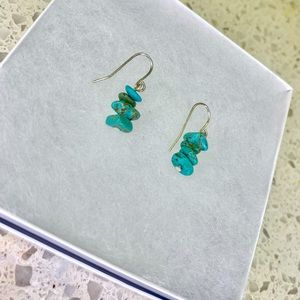 Blue and Green Turquoise earrings. Real turquoise jewelry. Sterling Silver.